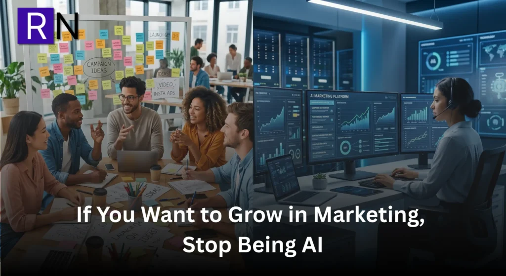 A marketing team vs a person using AI for marketing