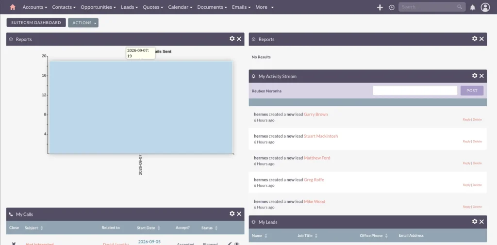 Shows linux with marketing using suitecrm 